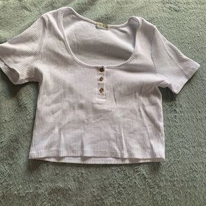 button up white crop top